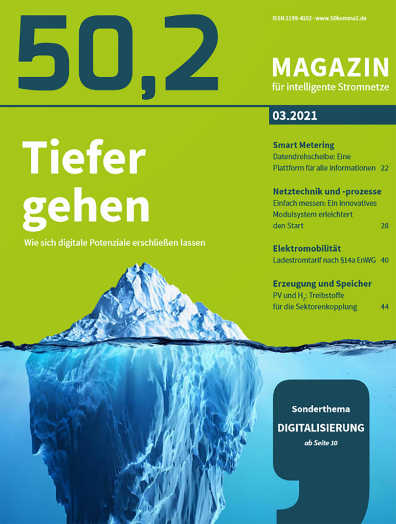Deutsches Magazin zeigt Eisberg und Themen zu Stromnetzen