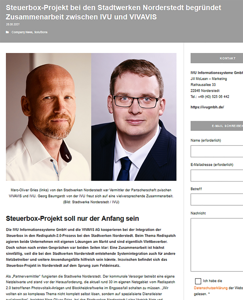 Mitarbeiter von IVU und VIVAVIS bei der Zusammenarbeit Norderstedt